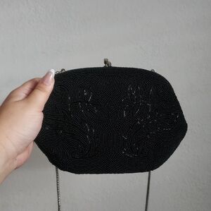 Elegant Black Beaded Clutch